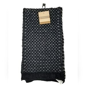NWT Isotoner Black and Gray‎ Waffle Knit Scarf One Size Unisex